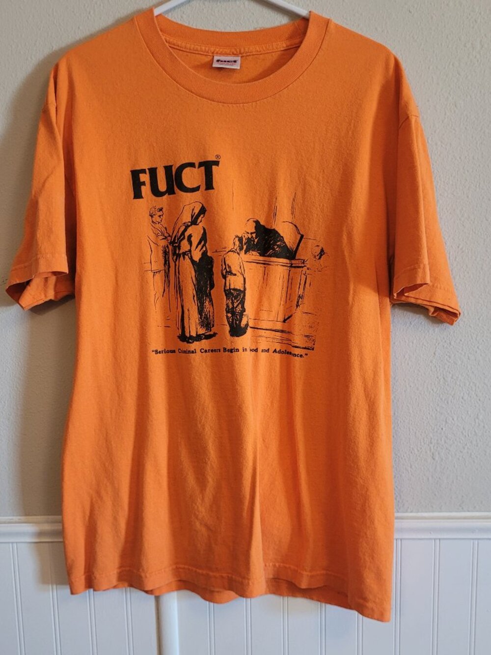 FUCT Serious Criminal Careers Orange Graphic Tee Large